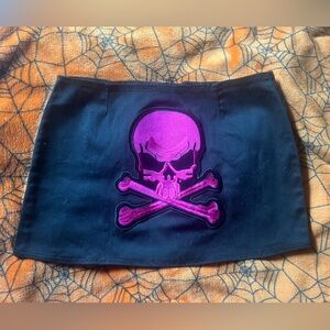 Phaze Black Skull Embroidered Skirt
